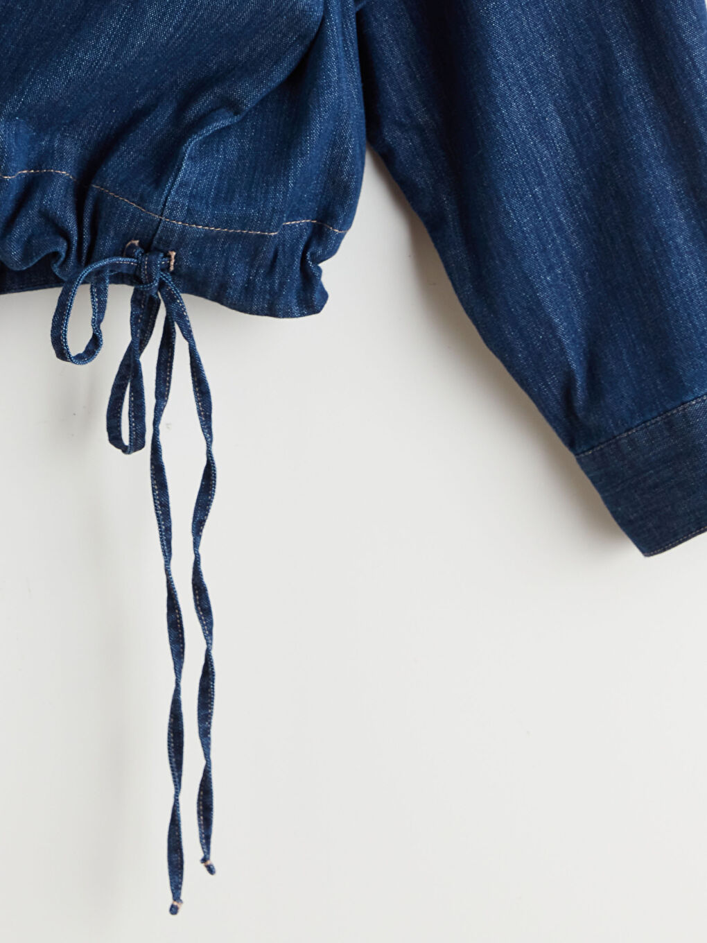 İndigo Gömlek Yaka Jean Bluz-6