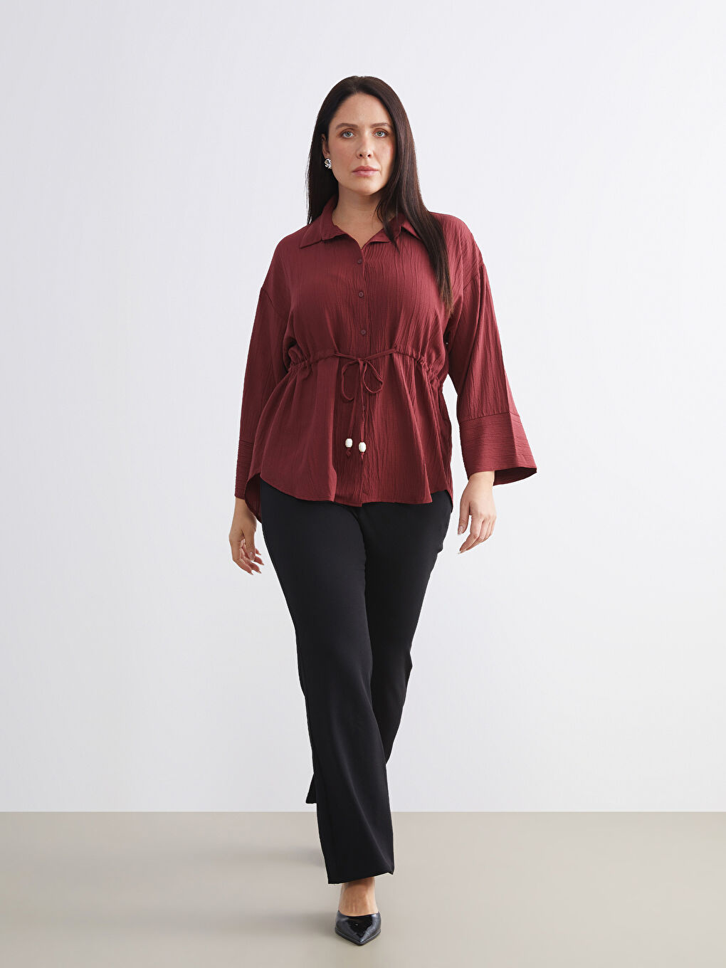 Plus Size Skinny Fit Flared Women's Trousers-1