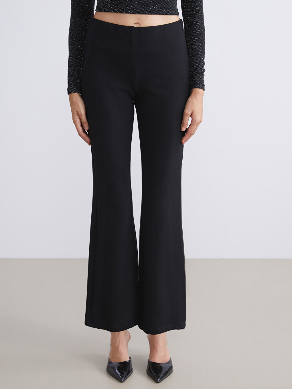Plus Size Skinny Fit Flared Women's Trousers-2