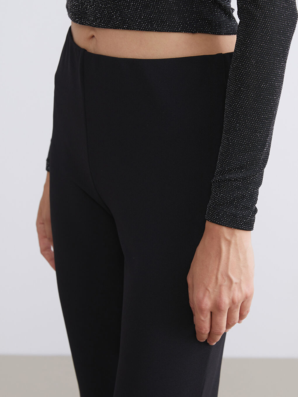 Plus Size Skinny Fit Flared Women's Trousers-3
