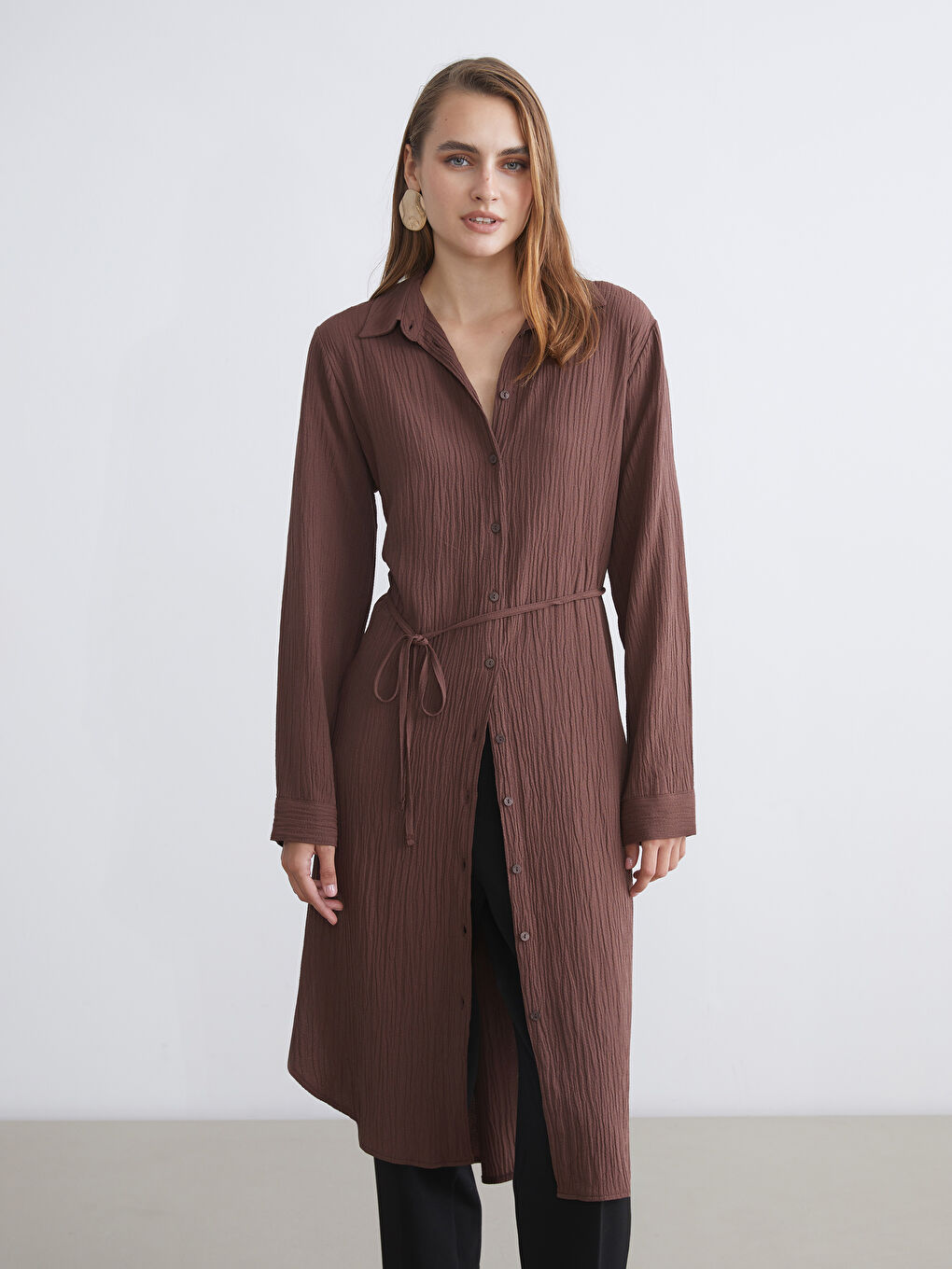 LCWAIKIKI Classic Textured Oversize Women's Shirt Tunic -W5J446Z8-1J0