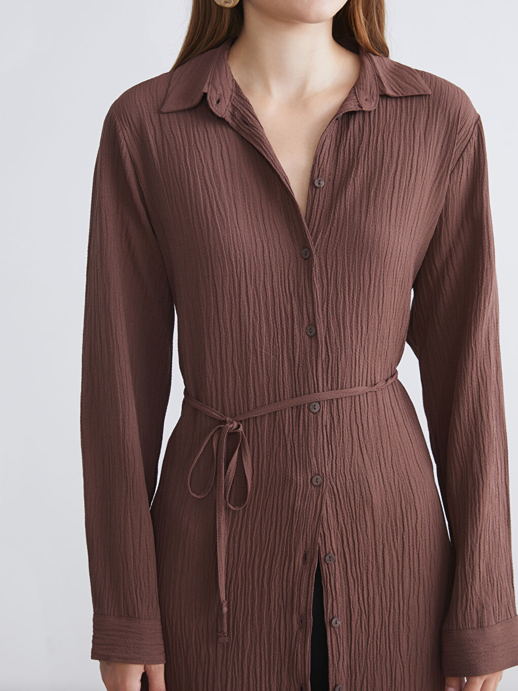 Textured Oversize Women's Shirt Tunic-3