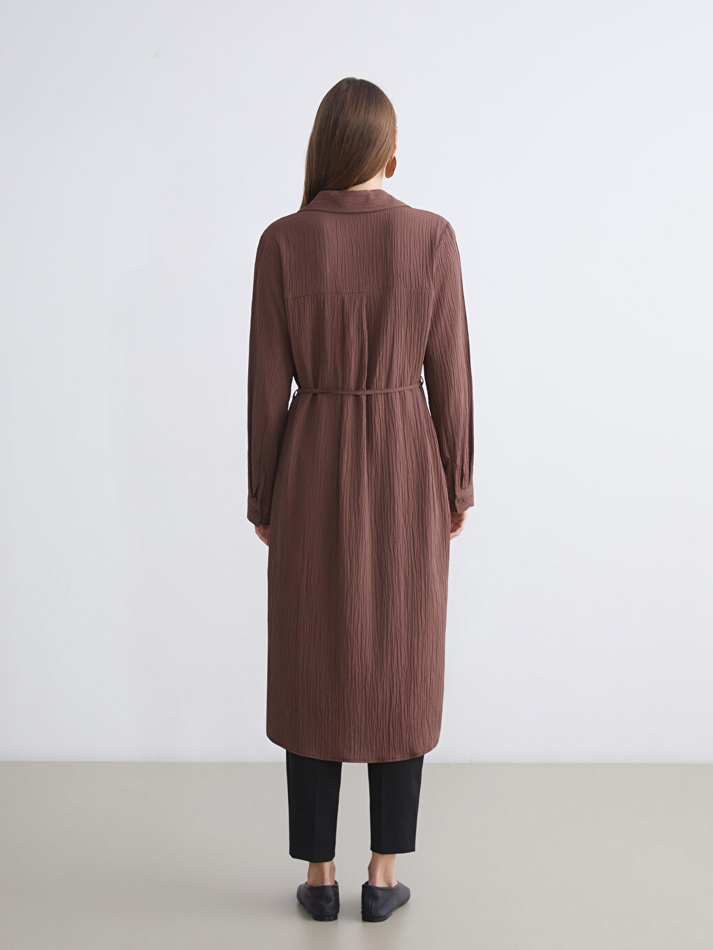 Textured Oversize Women's Shirt Tunic-4