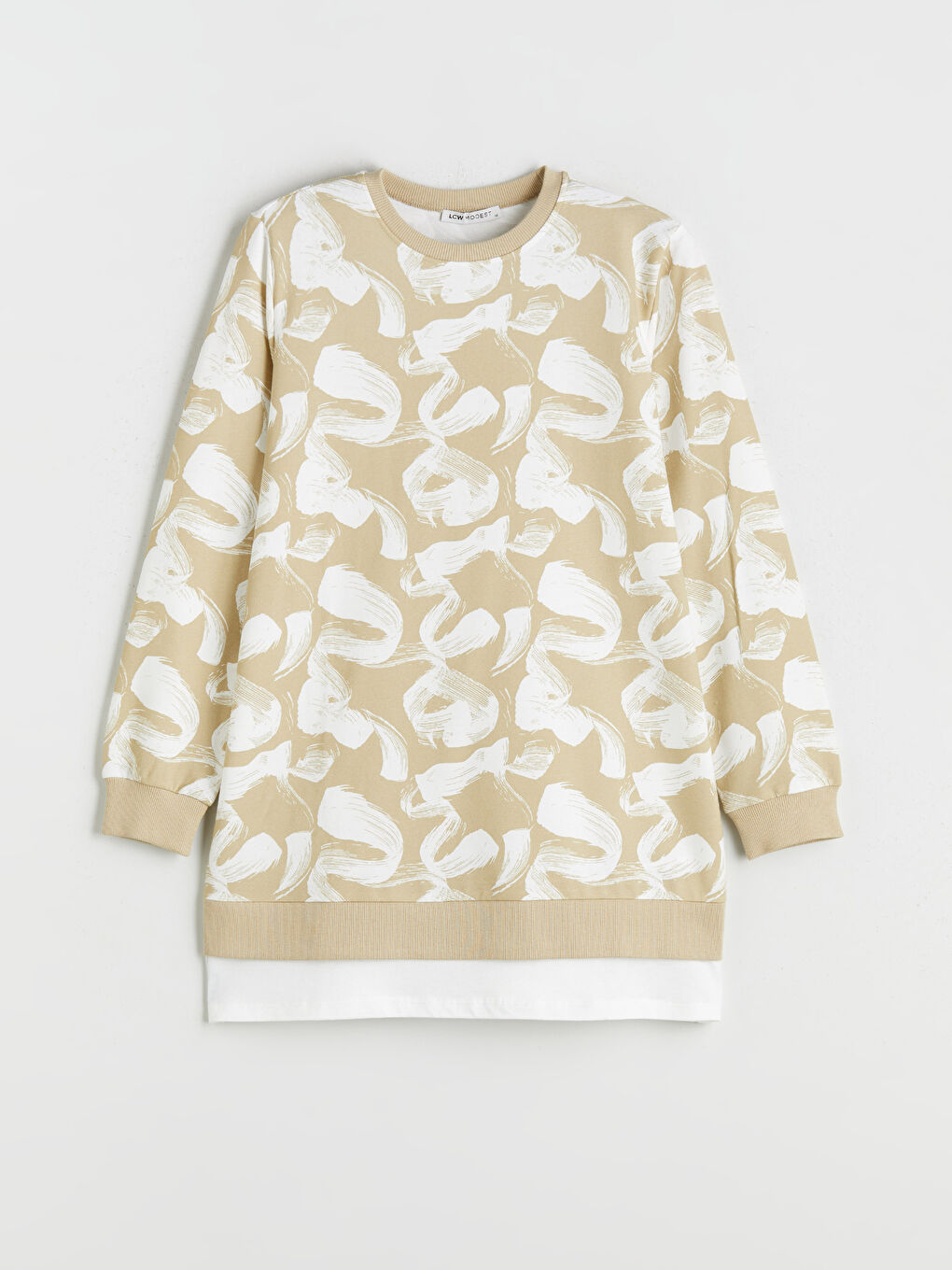 Yeşil Desenli Oversize Kadın Sweatshirt Tunik-6