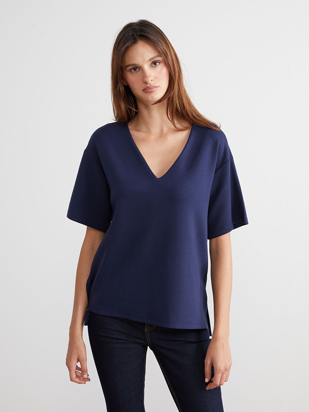 LCW Vision V Neck Women's T-Shirt -W5J458Z8-R4J