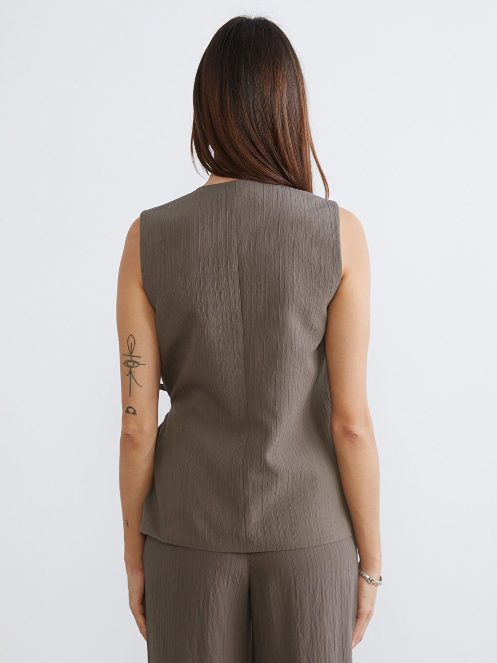 Gilet de Costume Texturé Classique pour Femmes à Double Boutonnage-6