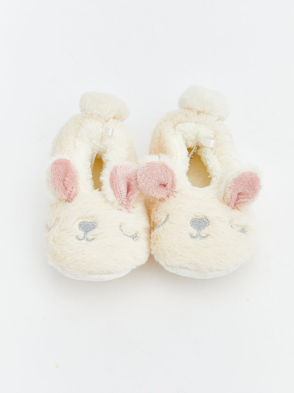 Ekru Tavşan Figürlü Pelüş Kız Bebek Panduf-2