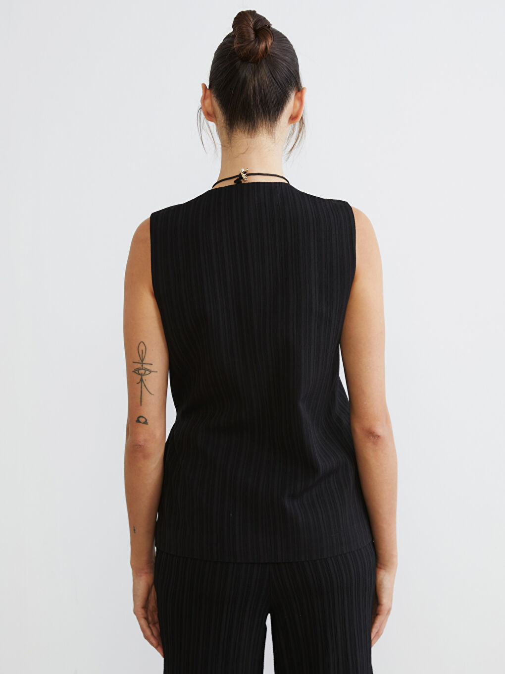 Dvoredni Elegantni Prsluk od Mešavine Lana za Ženski-6