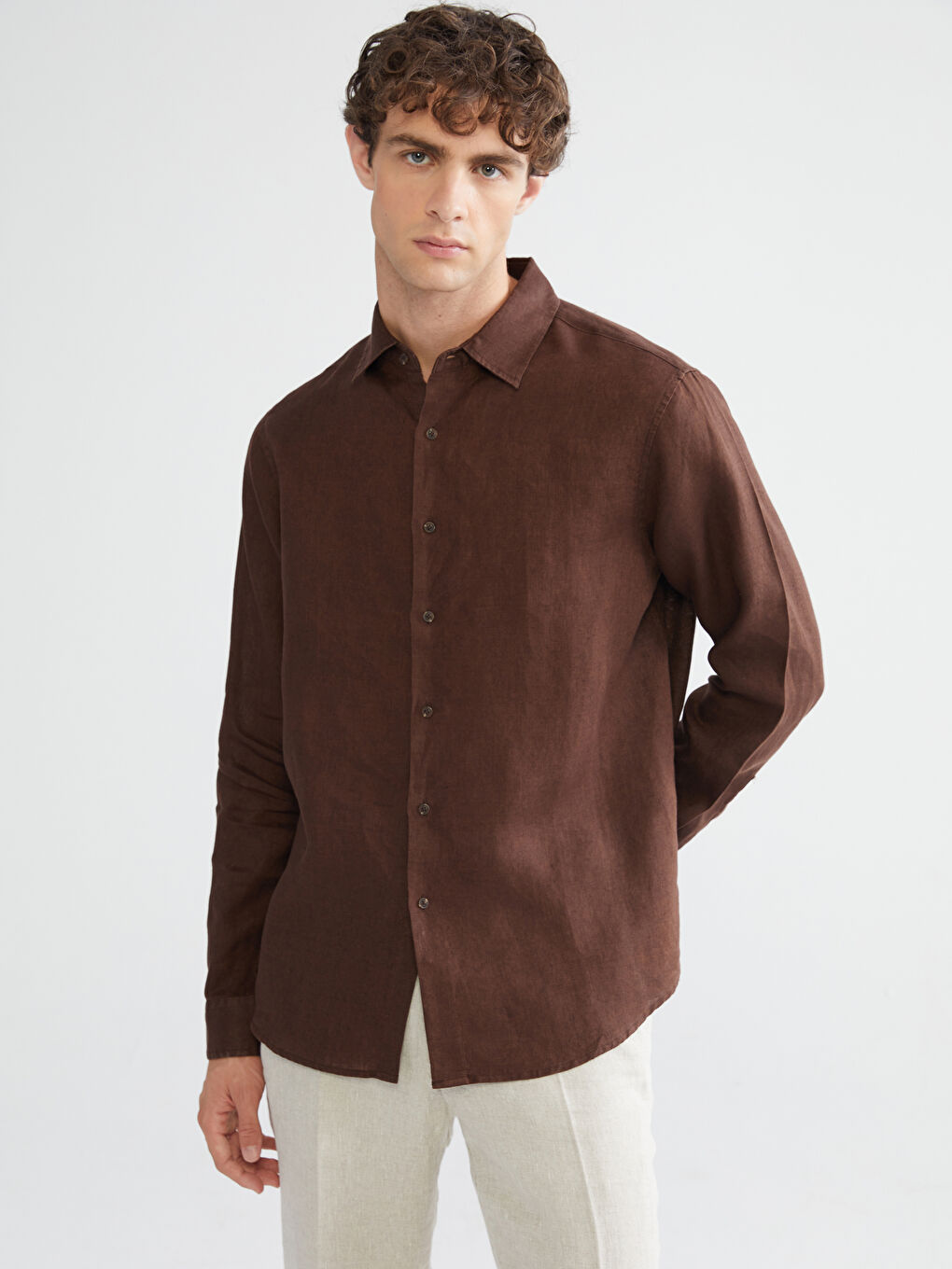 SOUTHBLUE Regular Fit Long Sleeve Linen Men's Shirt -W5J486Z8-D7V