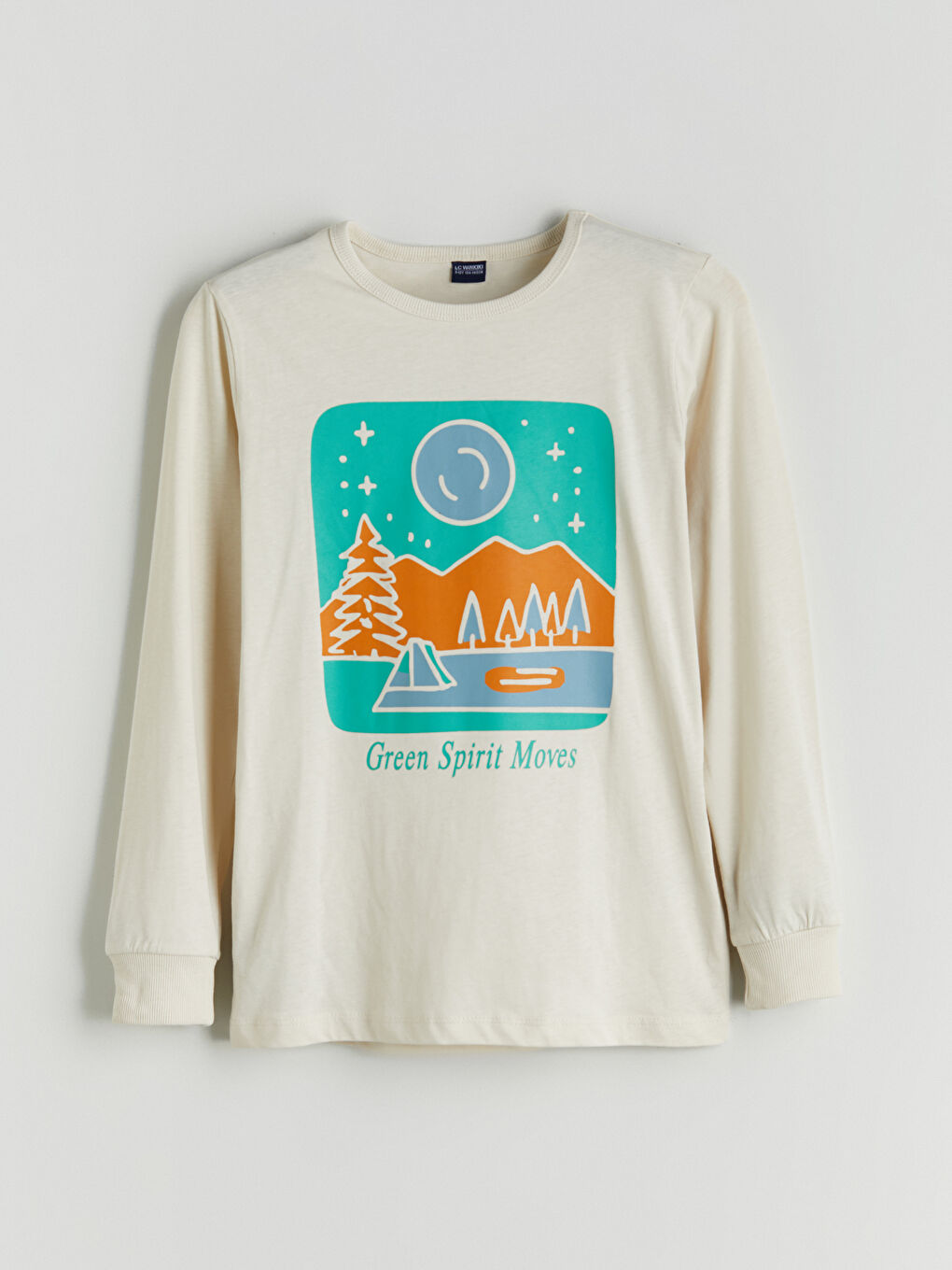 Bej Bisiklet Yaka Erkek Çocuk Pijama Üst