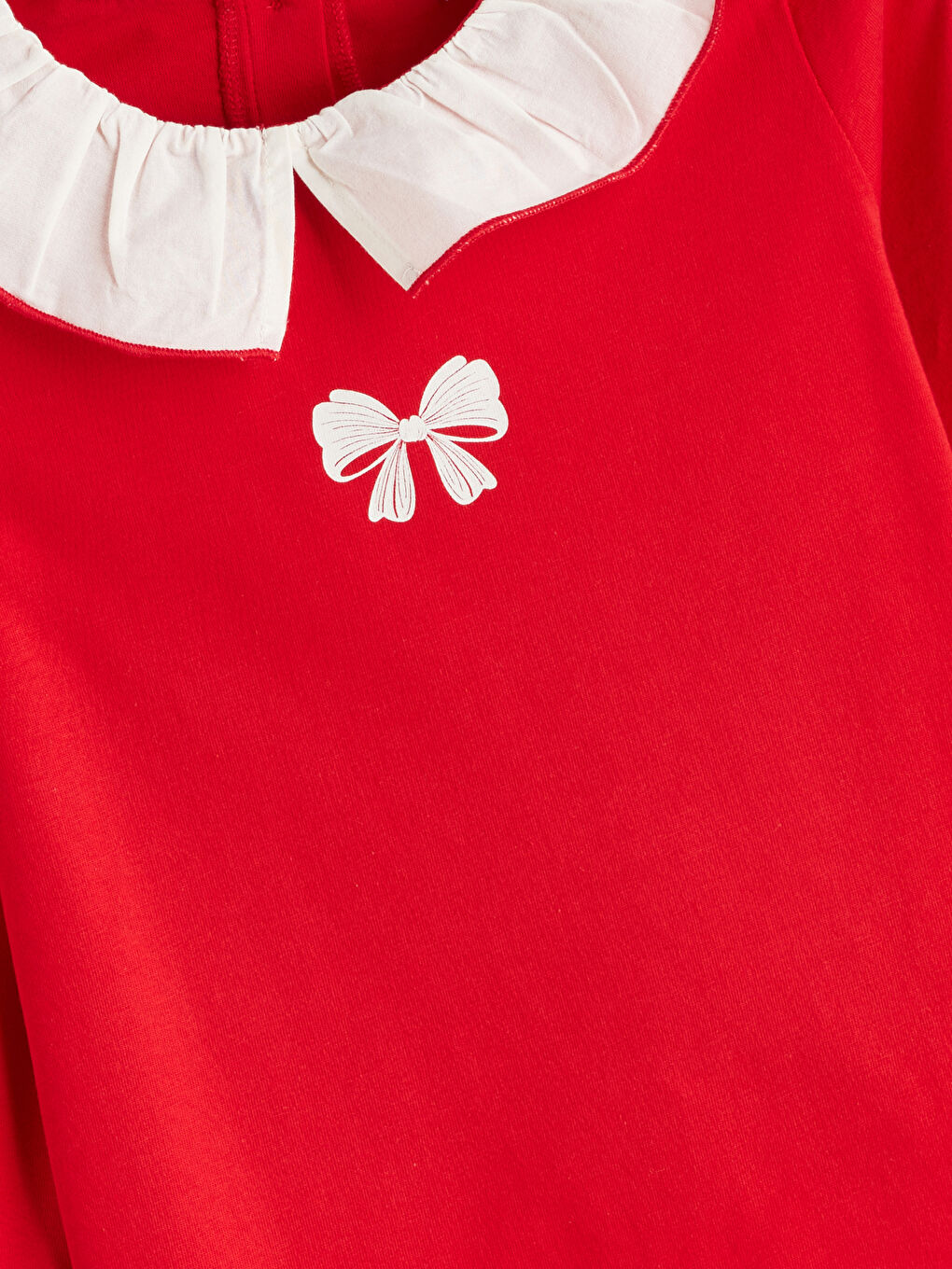 Kırmızı Bebe Yaka Fiyonk Detaylı Kız Çocuk Bluz-2