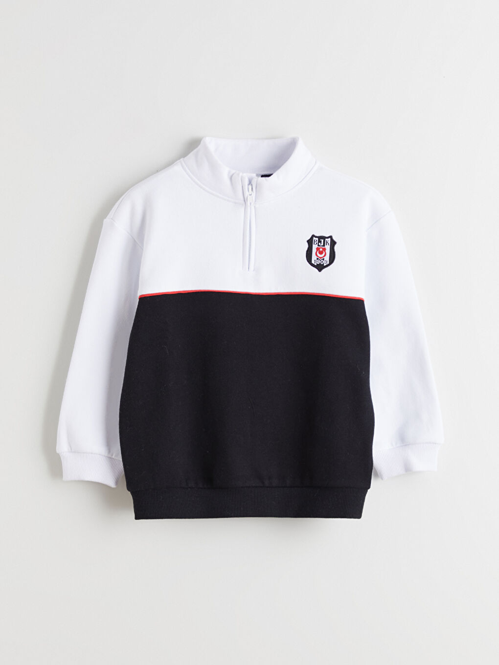 Siyah Beşiktaş Baskılı Erkek Çocuk Fermuarlı Sweatshirt