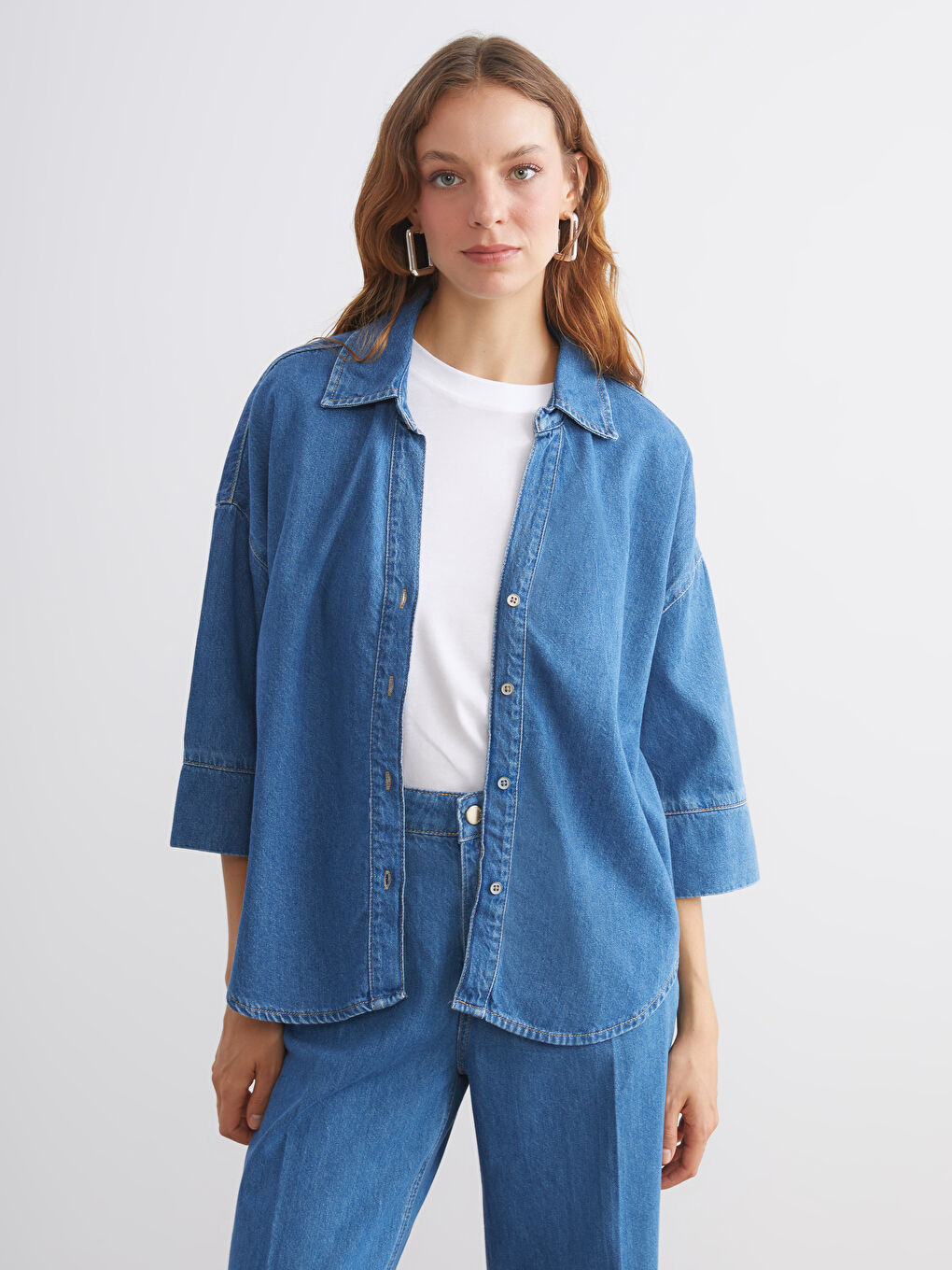 LCW Vision Loose Fit Women's Denim Shirt -W5J497Z8-507