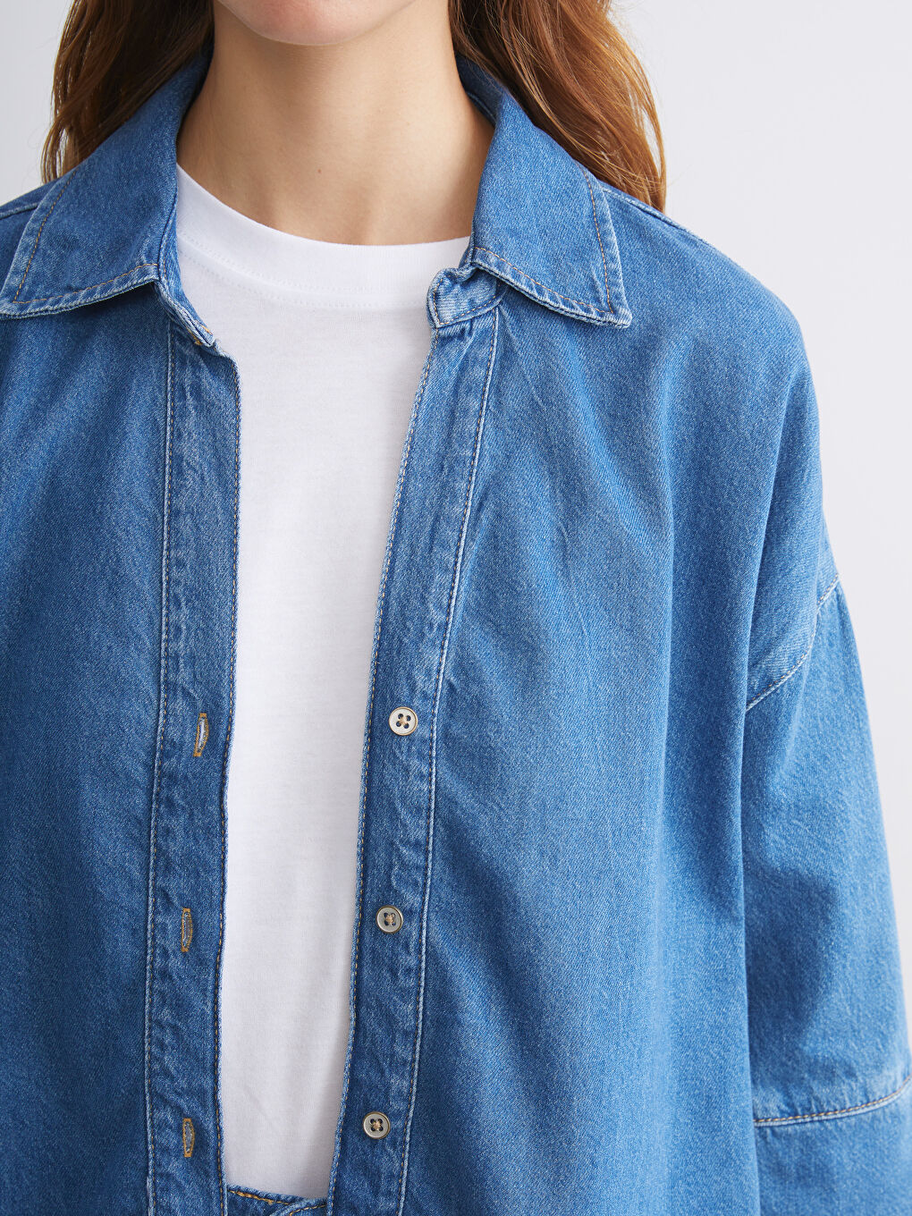 LCW Vision Loose Fit Women's Denim Shirt -W5J497Z8-507