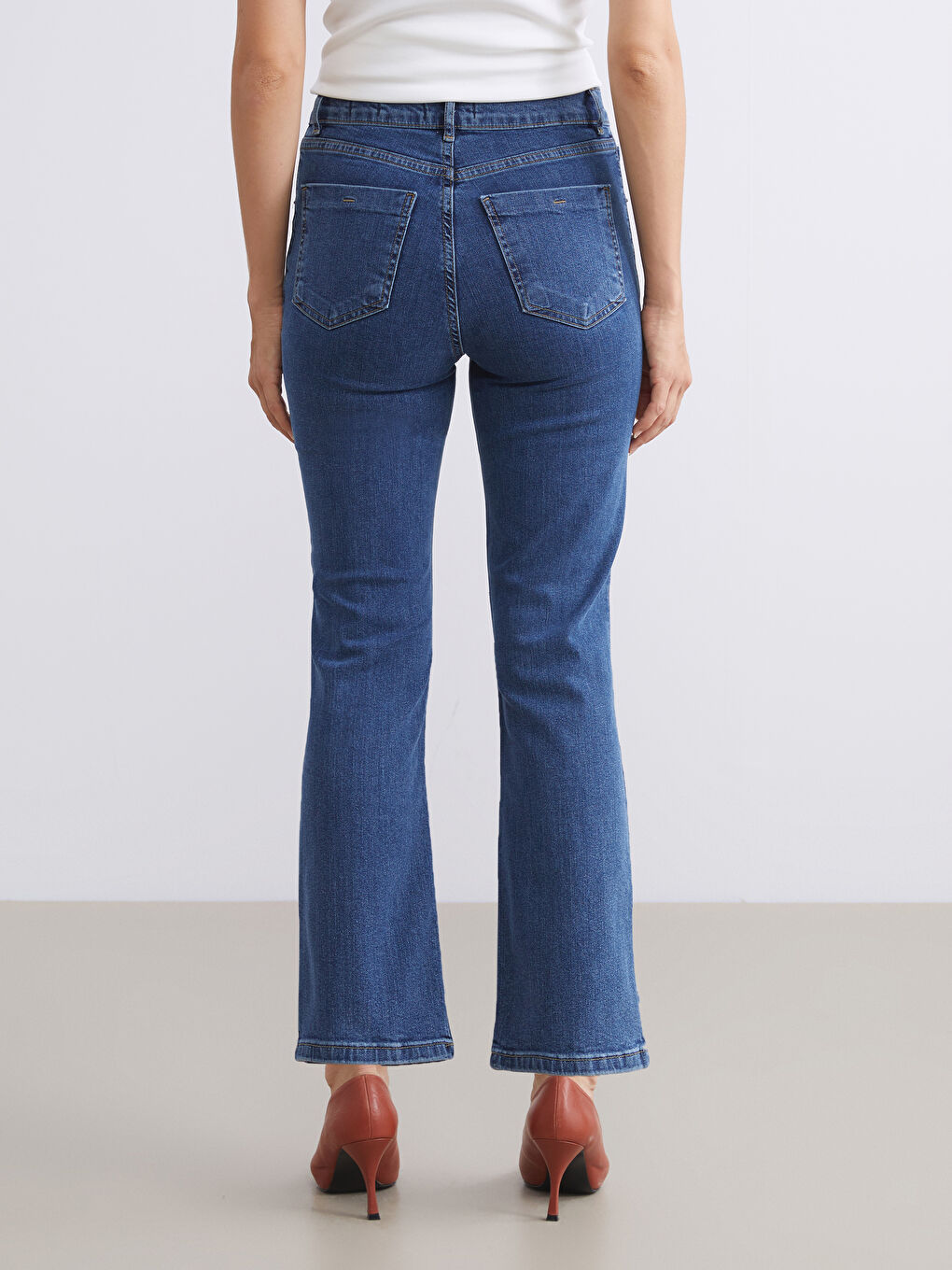 İndigo Crop Flare Kadın Jean Pantolon-3