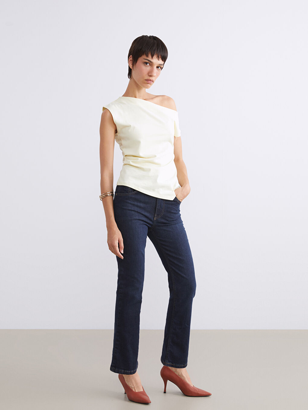 İndigo Crop Flare Kadın Jean Pantolon