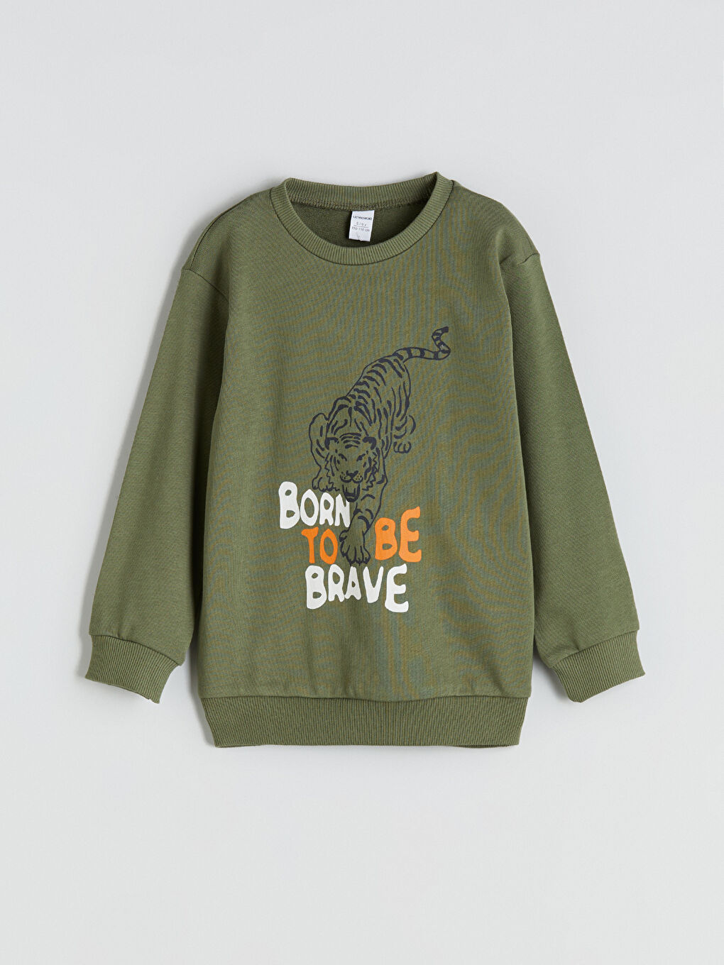 Haki Bisiklet Yaka Erkek Çocuk Sweatshirt