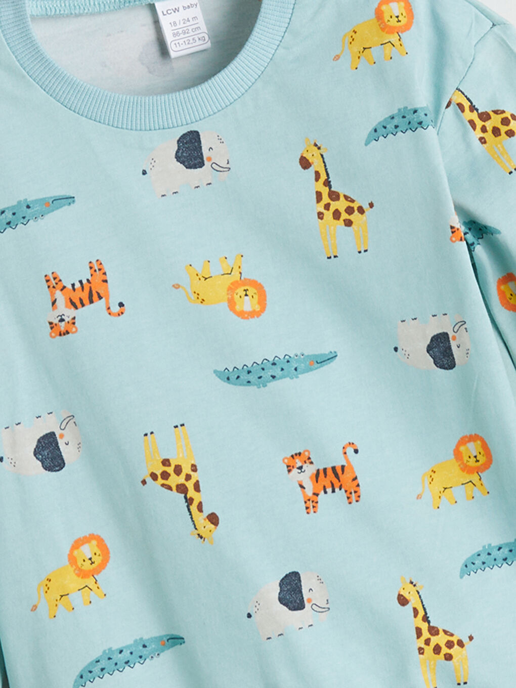 Mavi Bisiklet Yaka Erkek Bebek Sweatshirt ve Eşofman Alt 2'li-2