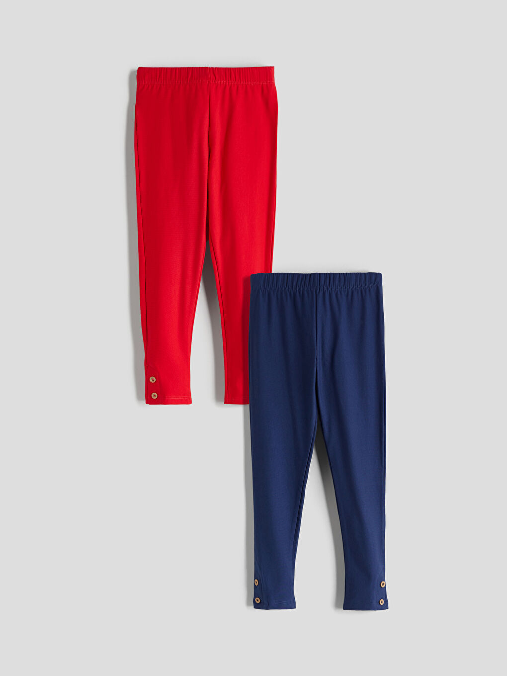 Kırmızı Beli Lastikli Basic Kız Çocuk Tayt 2'li-1