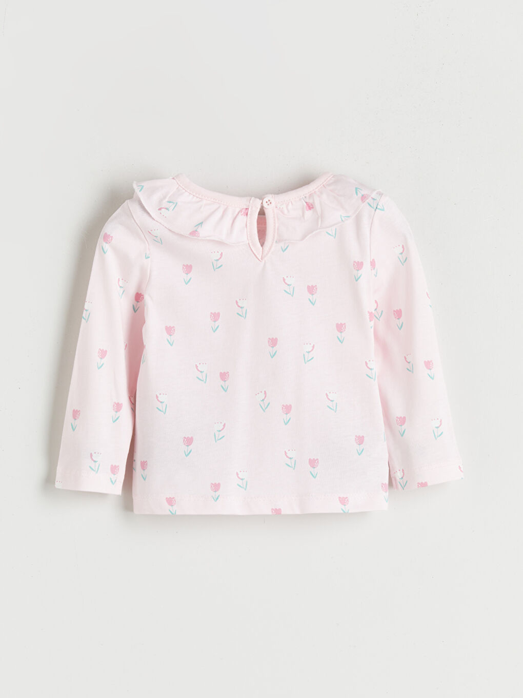 Pembe Bebe Yaka Kız Bebek Bluz ve Pantolon 2'li Takım-3