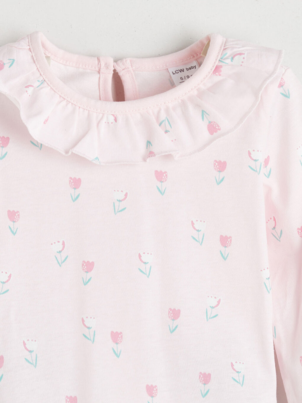 Pembe Bebe Yaka Kız Bebek Bluz ve Pantolon 2'li Takım-5