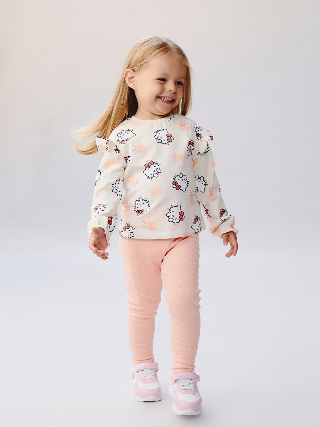 Bej Hello Kitty Baskılı Kız Bebek Bluz ve Pantolon 2'li