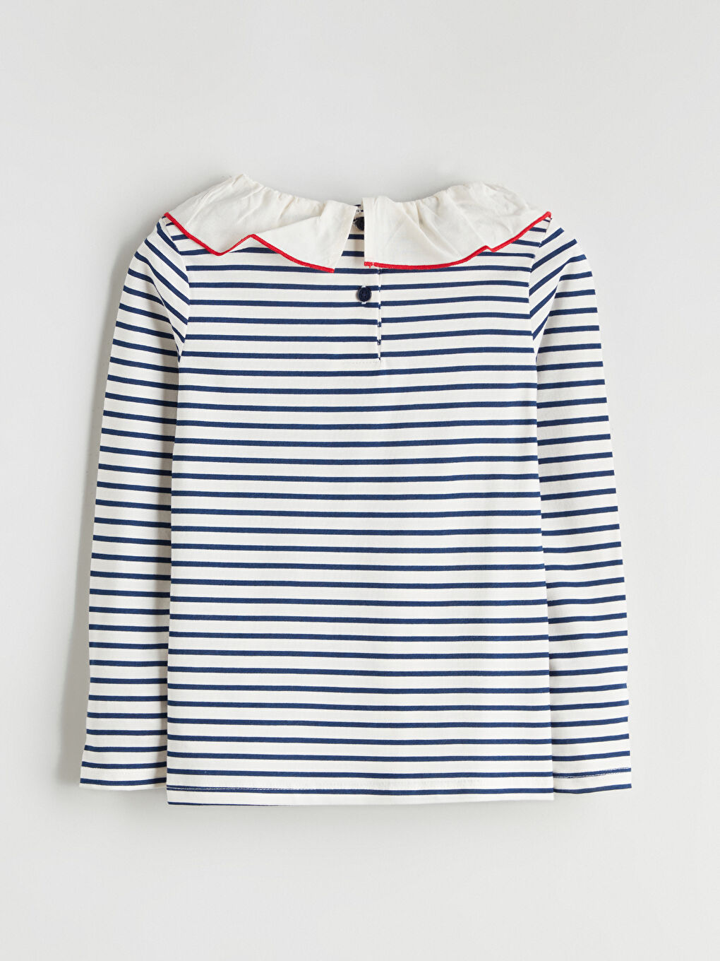 Lacivert Bebe Yaka Kalp Baskılı Kız Çocuk Tişört-1