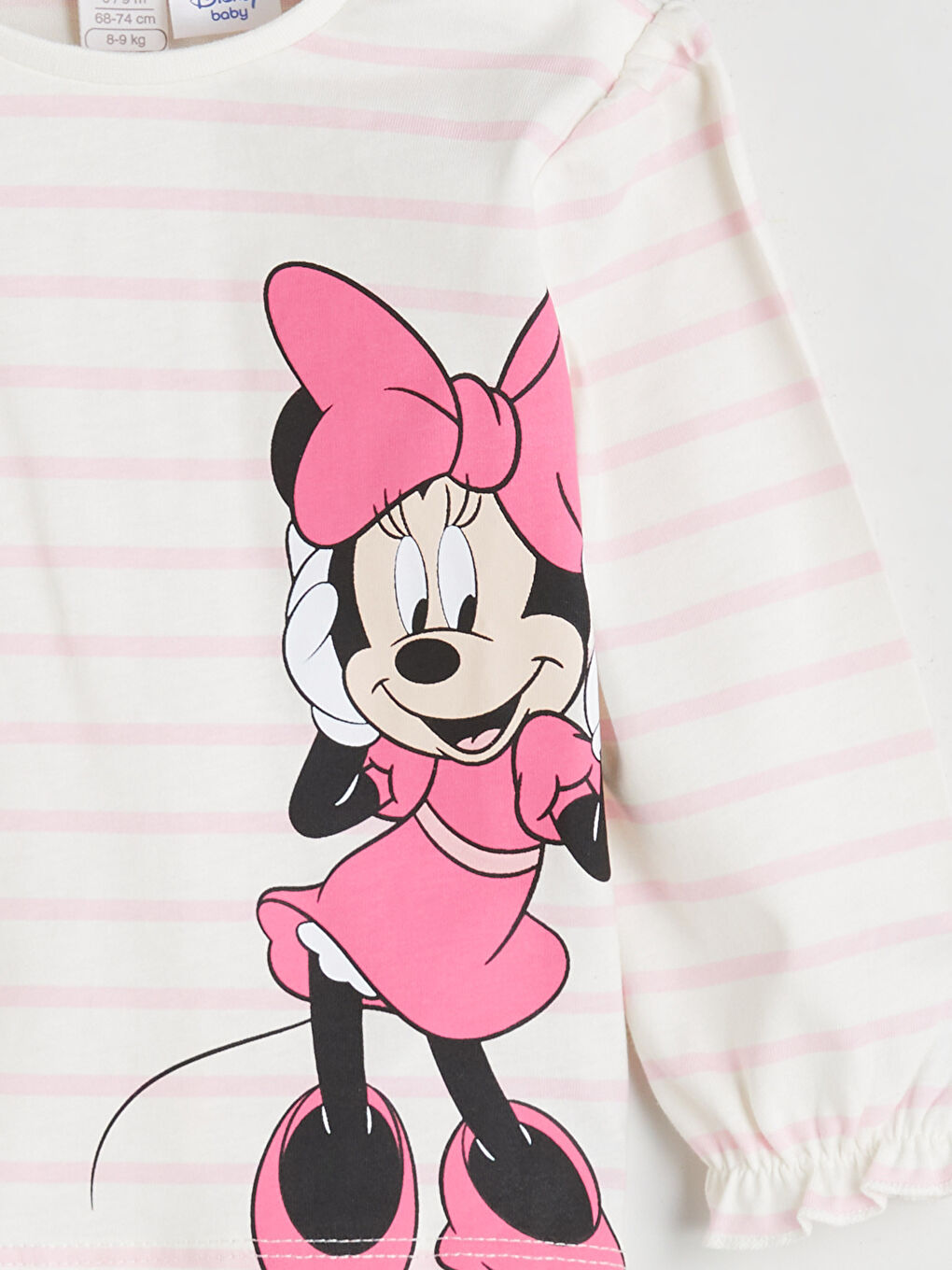 Ekru Minnie Mouse Baskılı Kız Bebek Bluz-2