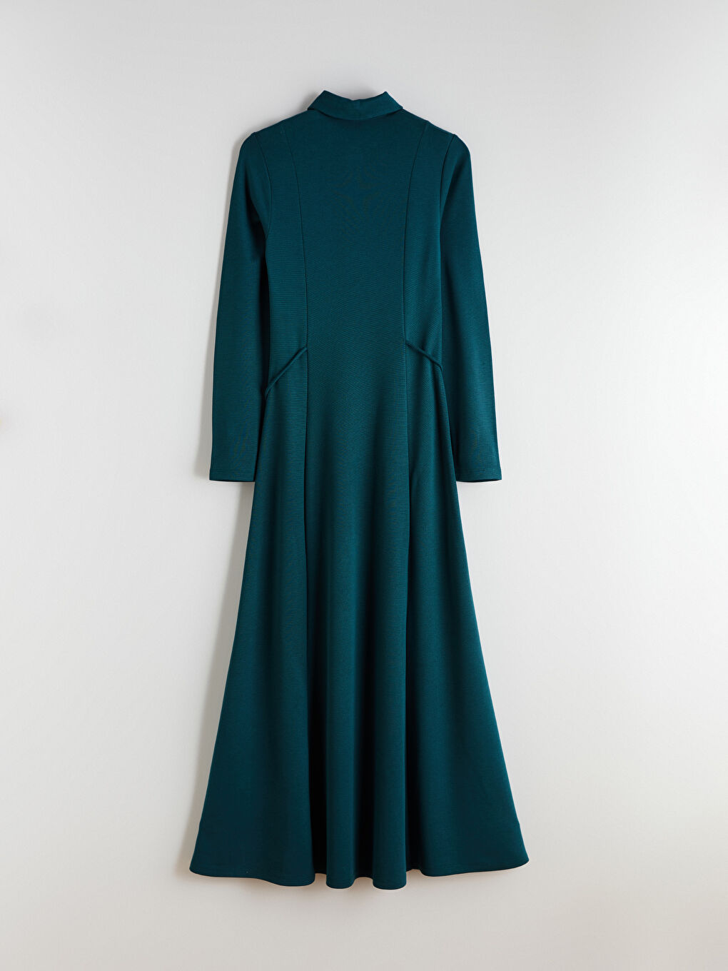 Petrol Gömlek Yaka Bağlama Detaylı Elbise-9