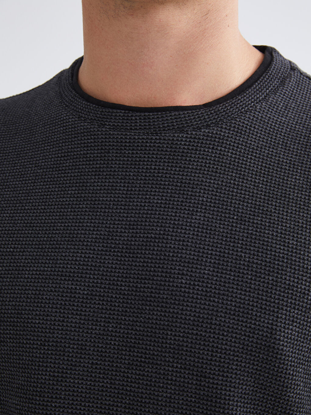 Antrasit Bisiklet Yaka Erkek Sweatshirt-2