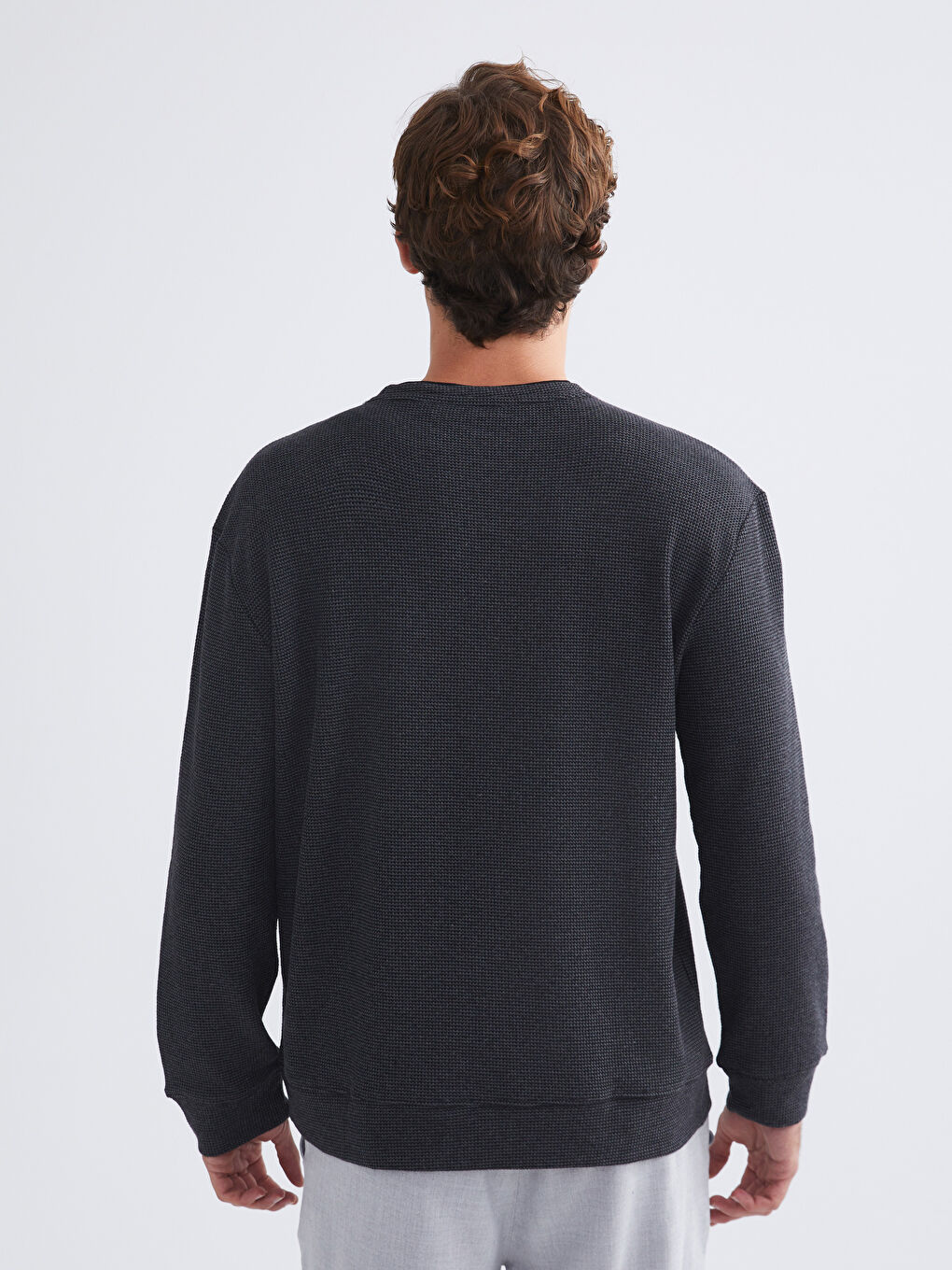 Antrasit Bisiklet Yaka Erkek Sweatshirt-3