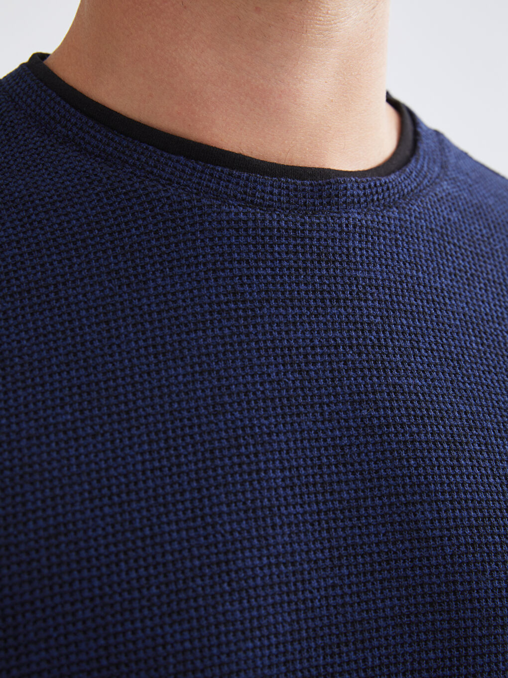 Lacivert Bisiklet Yaka Erkek Sweatshirt-2