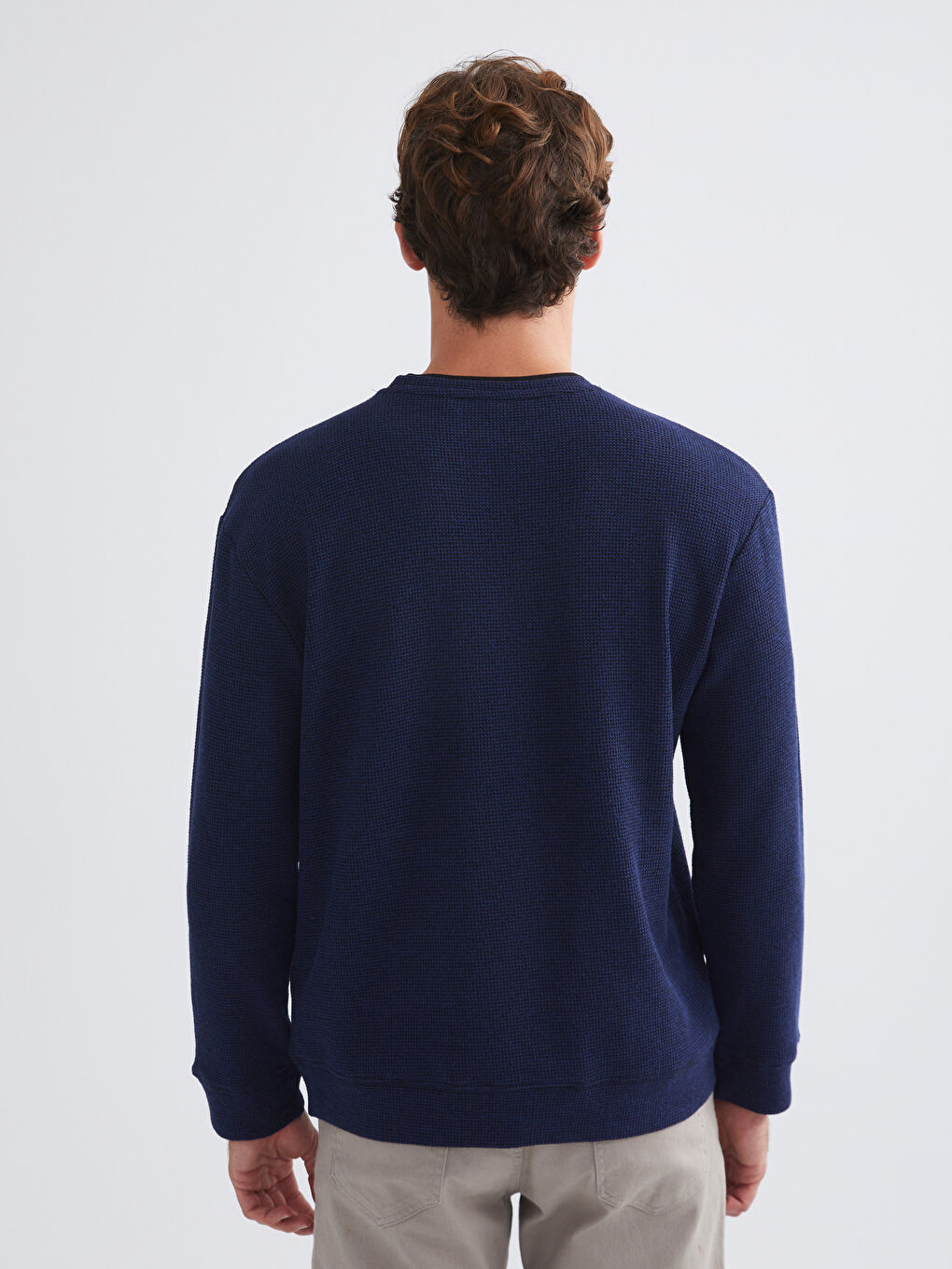 Lacivert Bisiklet Yaka Erkek Sweatshirt-3