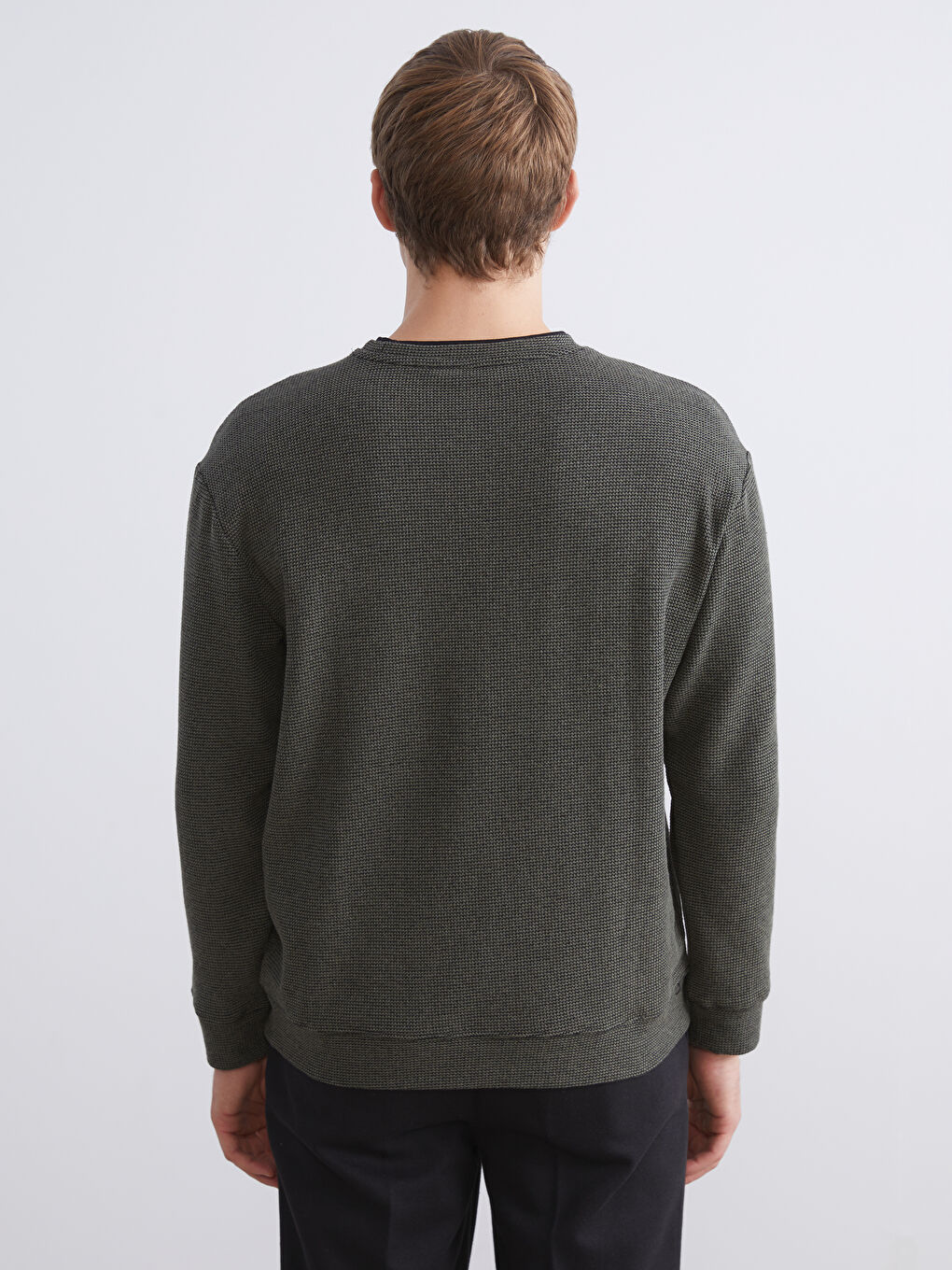 Haki Bisiklet Yaka Erkek Sweatshirt-3