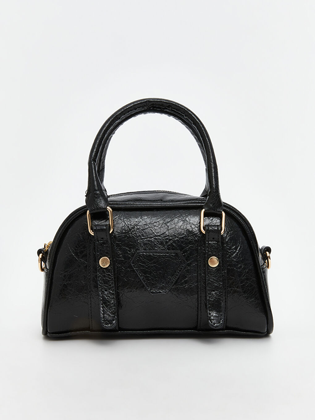 Siyah Deri Görünümlü Kadın Kol Çantası