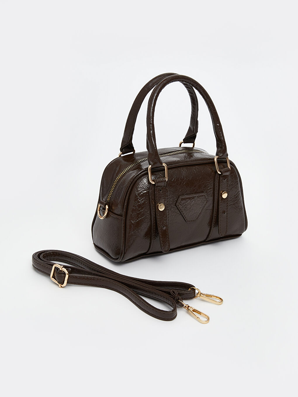 Kahverengi Deri Görünümlü Kadın Kol Çantası-1