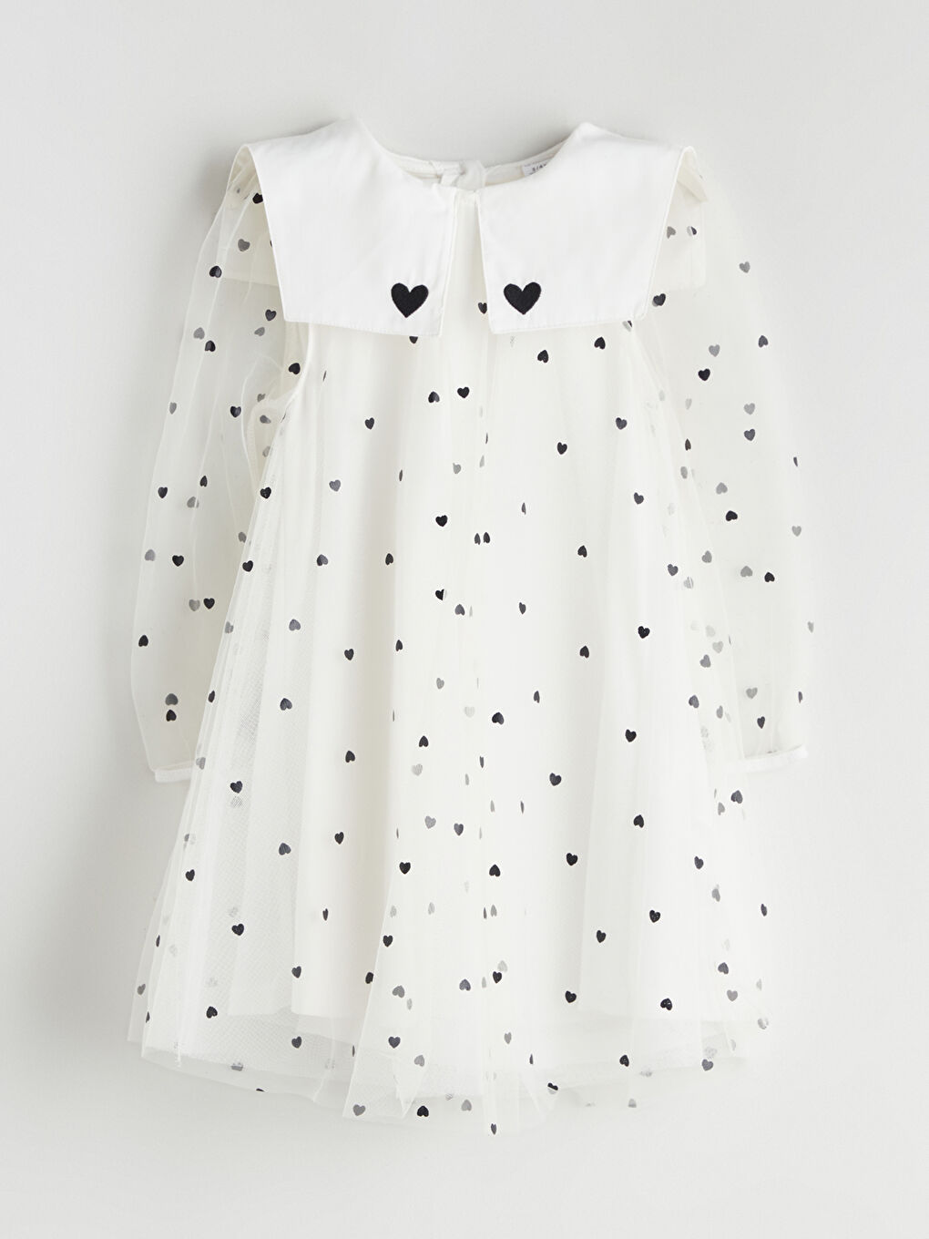 Tulle Heart Printed Girls' Dress-2