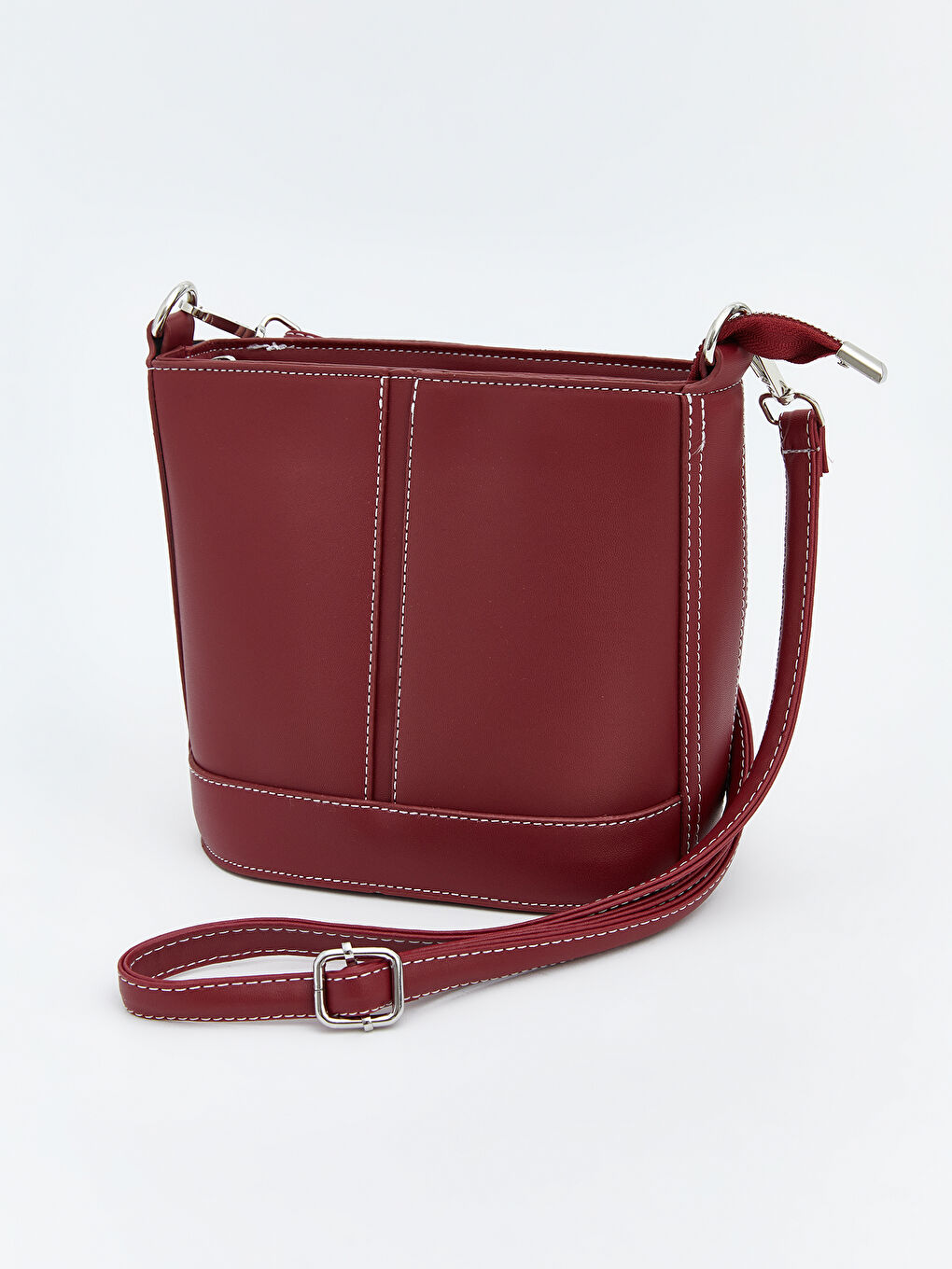 Bordo Deri Görünümlü Kadın Omuz Çantası-1