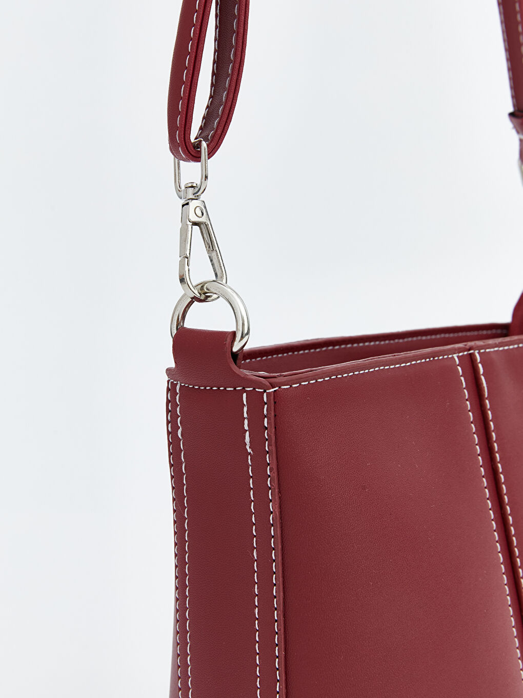 Bordo Deri Görünümlü Kadın Omuz Çantası-2