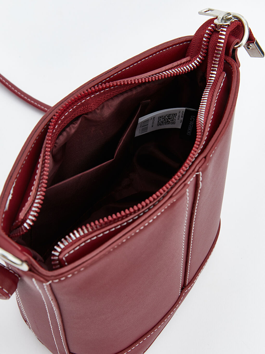 Bordo Deri Görünümlü Kadın Omuz Çantası-3