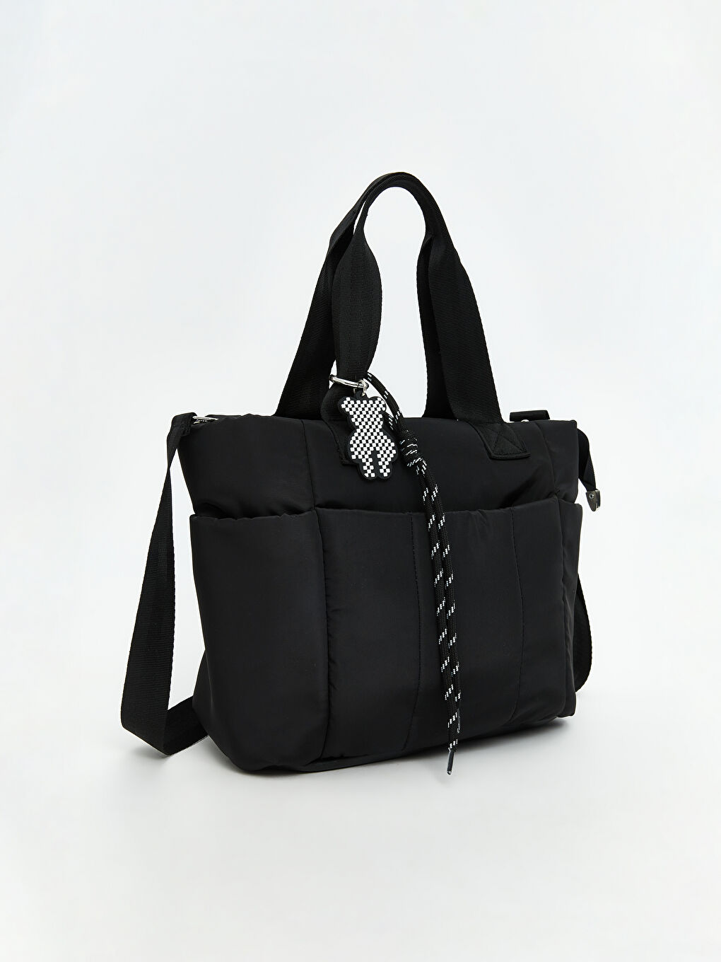 Siyah Anahtarlık Detaylı Kadın Omuz Çantası-1