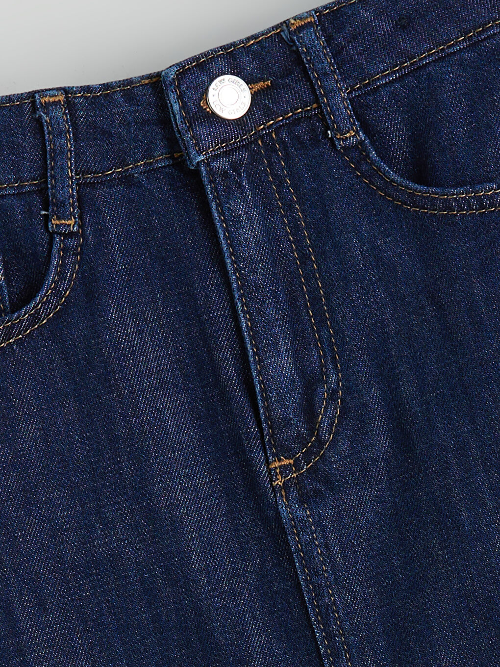 İndigo Beli Ayarlanabilir Lastikli Kız Çocuk Jean Etek-1