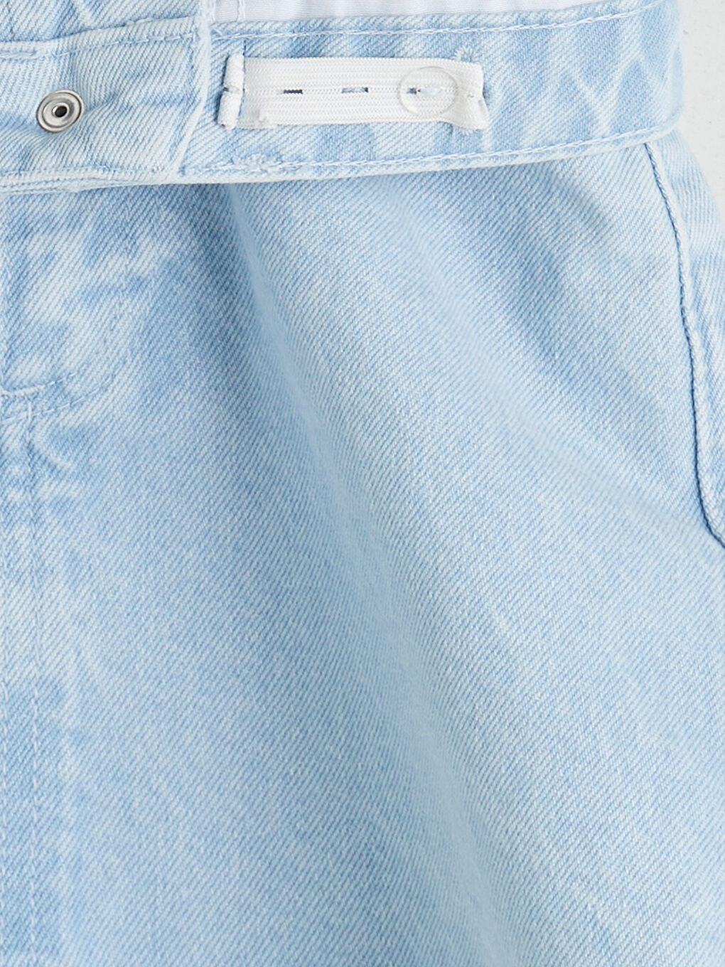 İndigo Beli Ayarlanabilir Lastikli Kız Çocuk Jean Etek-3
