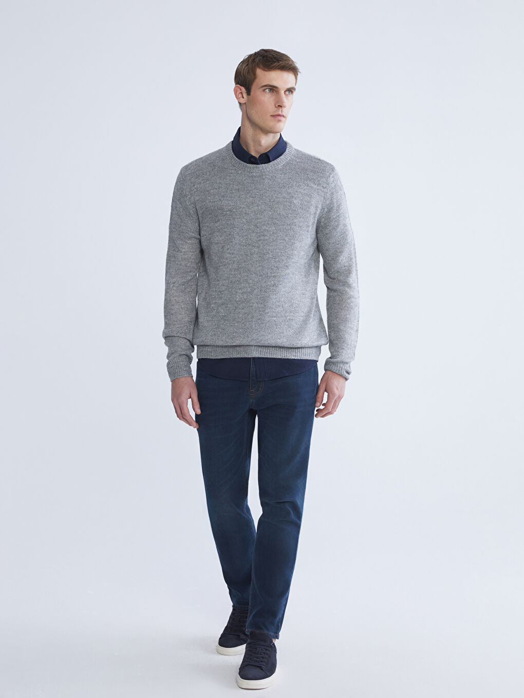 Crew Neck Long Sleeve Men's Sweater-1