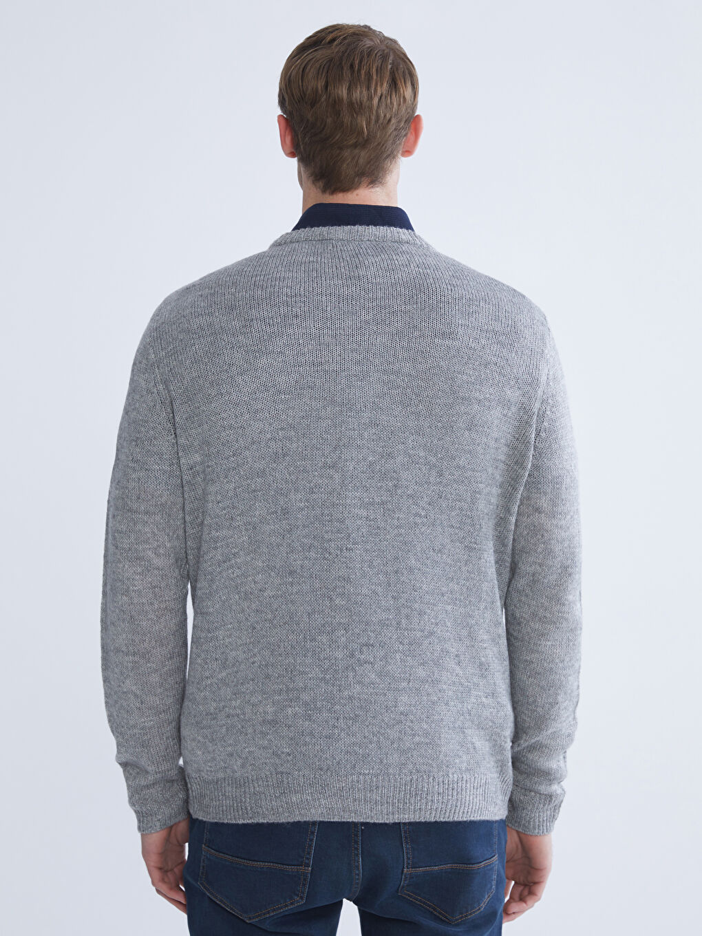 Crew Neck Long Sleeve Men's Sweater-3