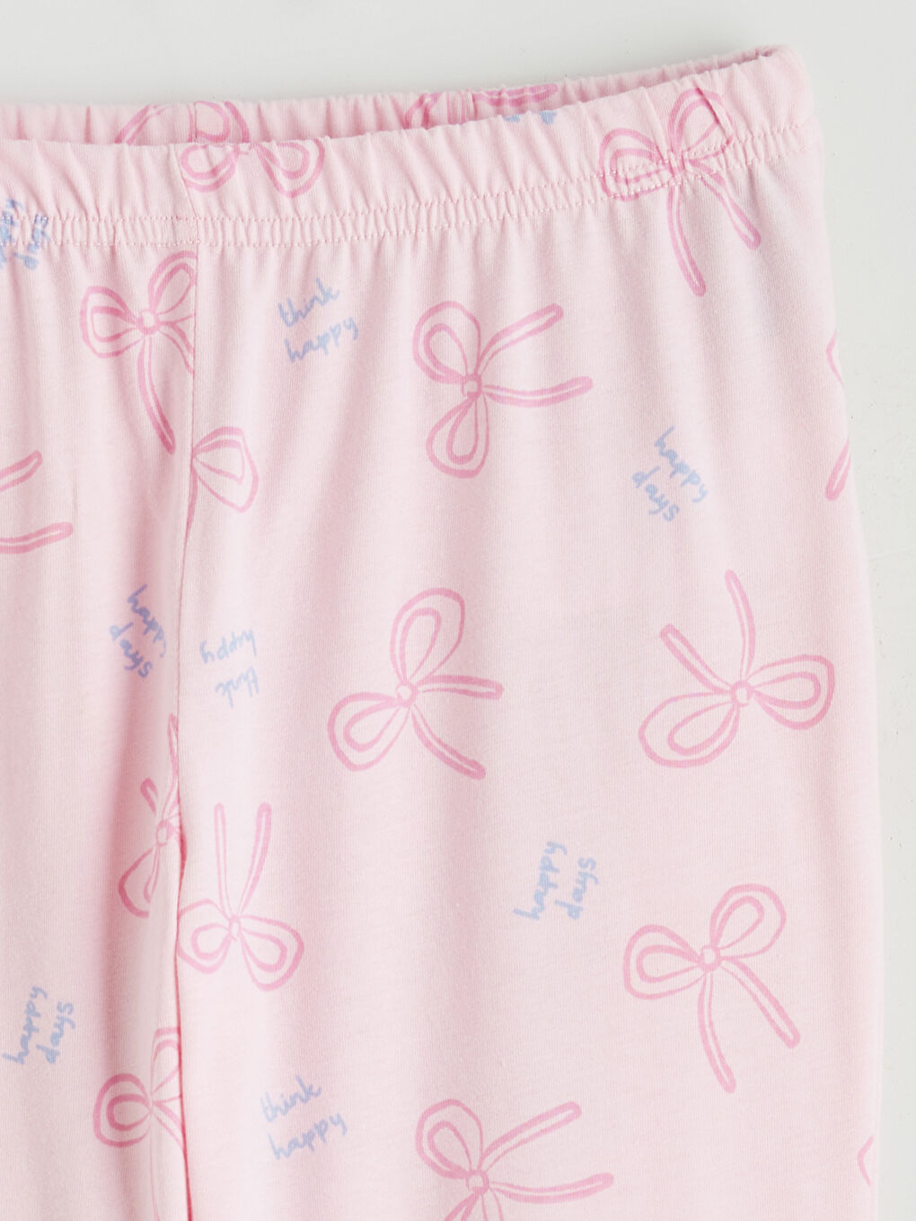 Crew Neck Bow Patterned Girls' Pyjama Set-5
