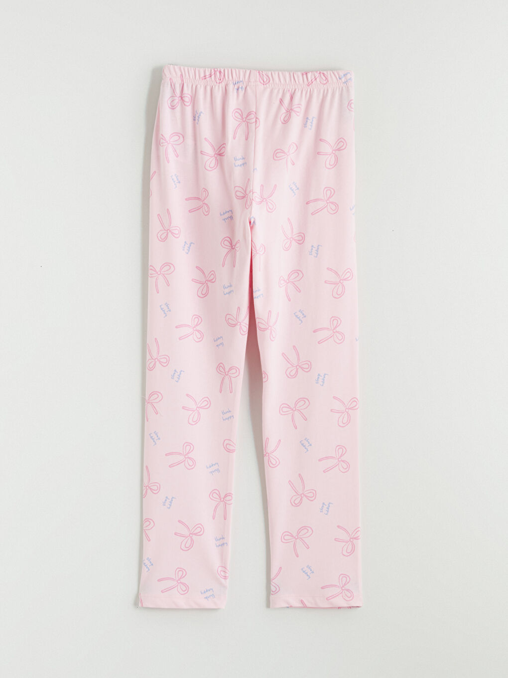 Crew Neck Bow Patterned Girls' Pyjama Set-6