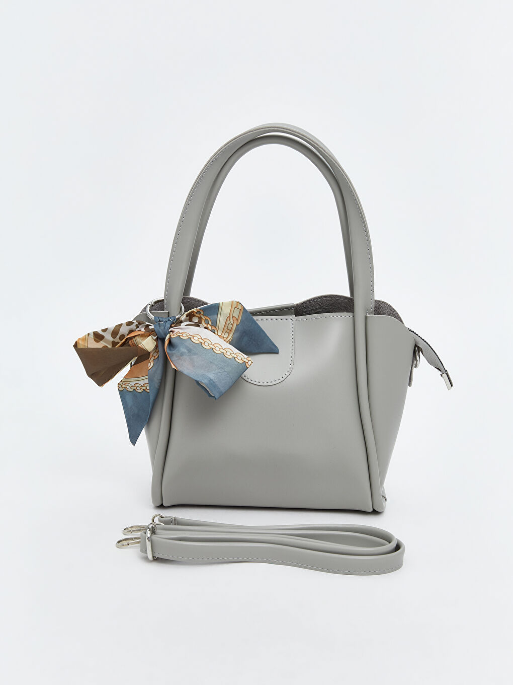 Gri Fular Detaylı Kadın Omuz Çantası-2