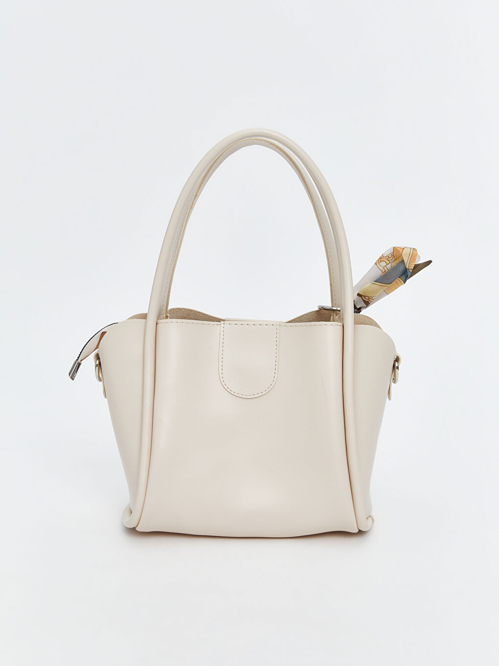 Ekru Fular Detaylı Kadın Omuz Çantası-4