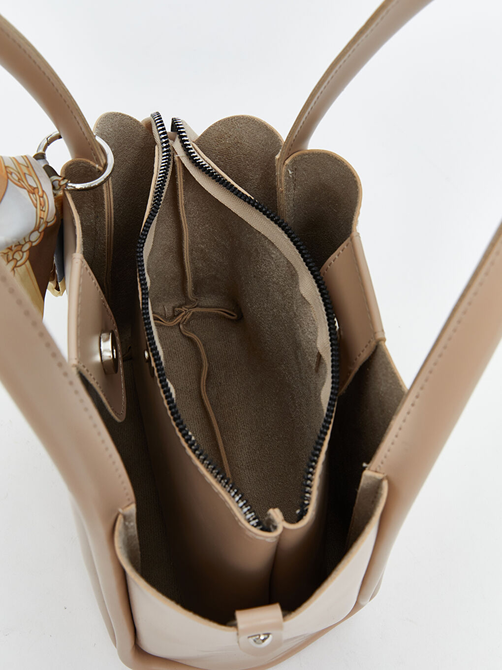 Kahverengi Fular Detaylı Kadın Omuz Çantası-5